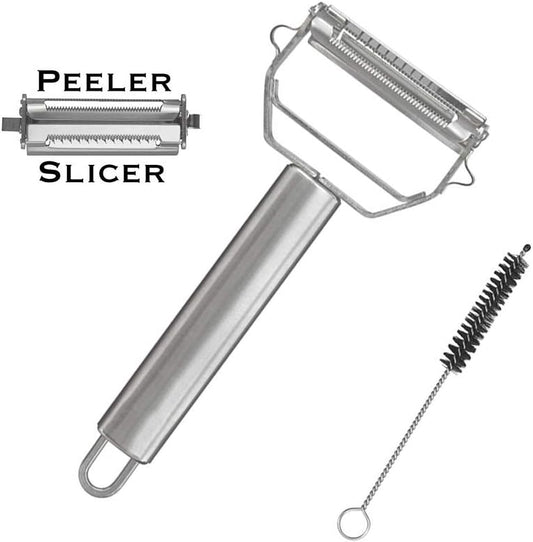 Stainless Steel Julienne Peeler mutifunctional vegetable peeler ultra sharp Slicer with Cleaning Brush kitchen Gadget for Vegetable Fruit