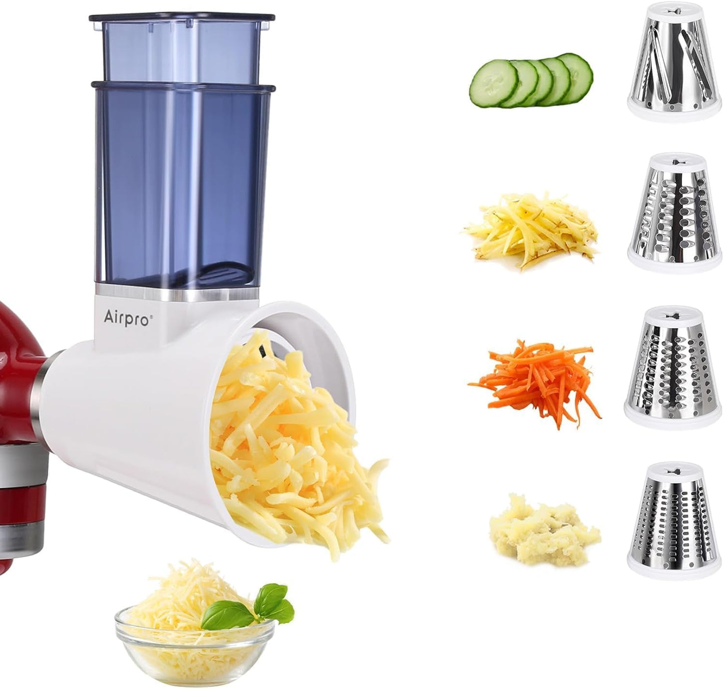 Slicer Shredder Attachment for Kitchenaid Stand Mixer, Salad Machine with Vegetable Slicer, Salad Maker, Food Slicers Cheese Grater Attachments for Kitchenaid Mixer Dishwasher Safe ,Blue