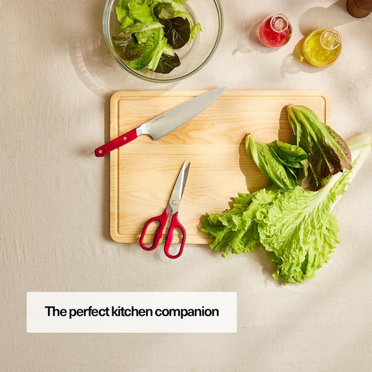 Heavy Duty Kitchen Shears - Stainless Steel, Versatile and Easy Clean Scissors for Meat, Herbs and Veggies - Ambidextrous Comfort Handle - Professional Grade - Red