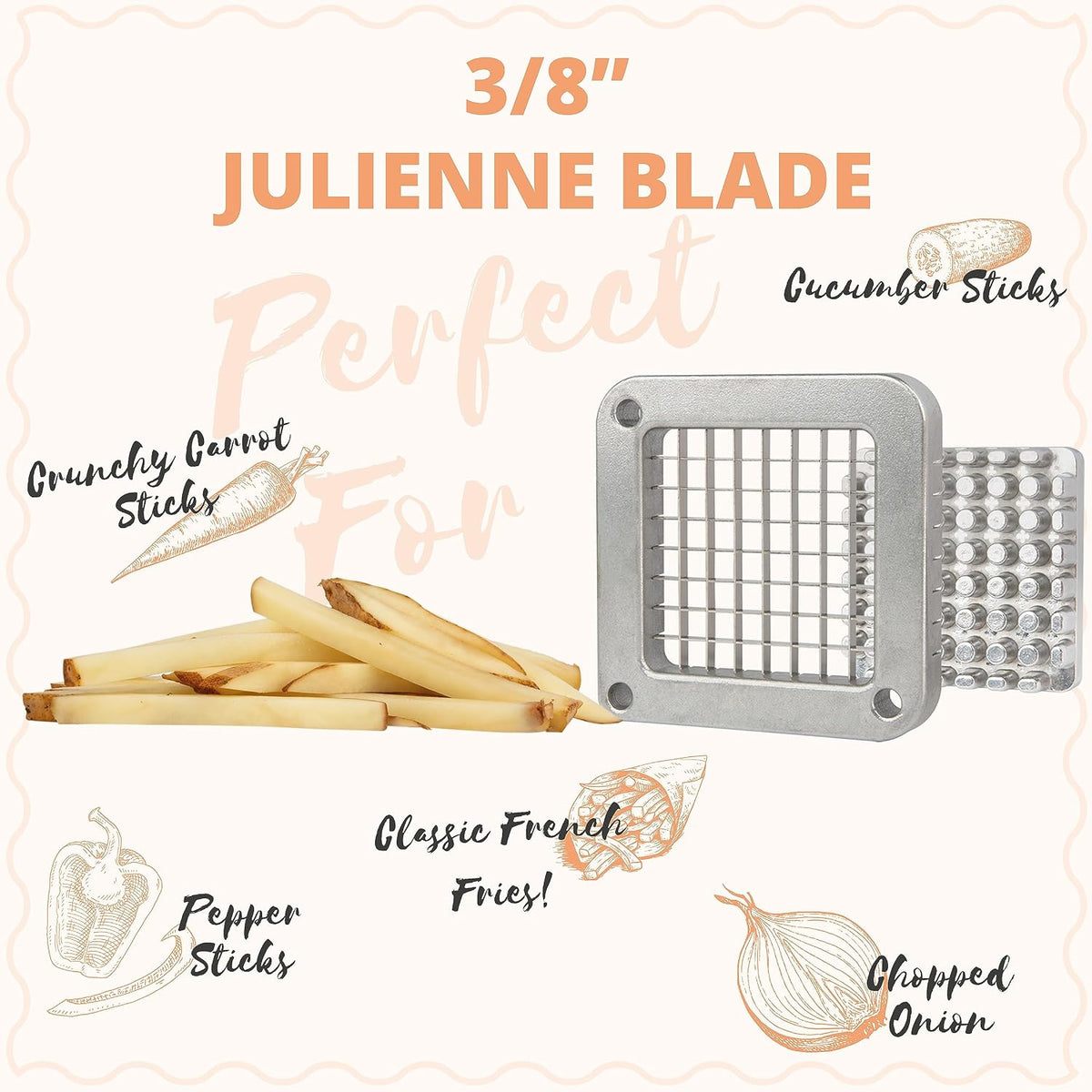 Commercial Grade French Fry Cutter, Complete Combo Sets 15 Pieces