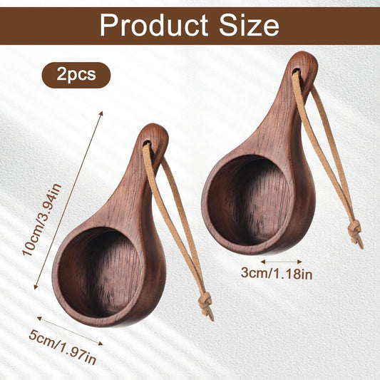 2 Pcs Coffee Scoop Short Handle Wooden Scoops for Canisters 30ml Wooden Measuring Spoons Tablespoon Ground Coffee Measure Scoop for Jars Kitchen Tools Utensils Mixing Stirrer Coffee-Beans, Tea, Sugar