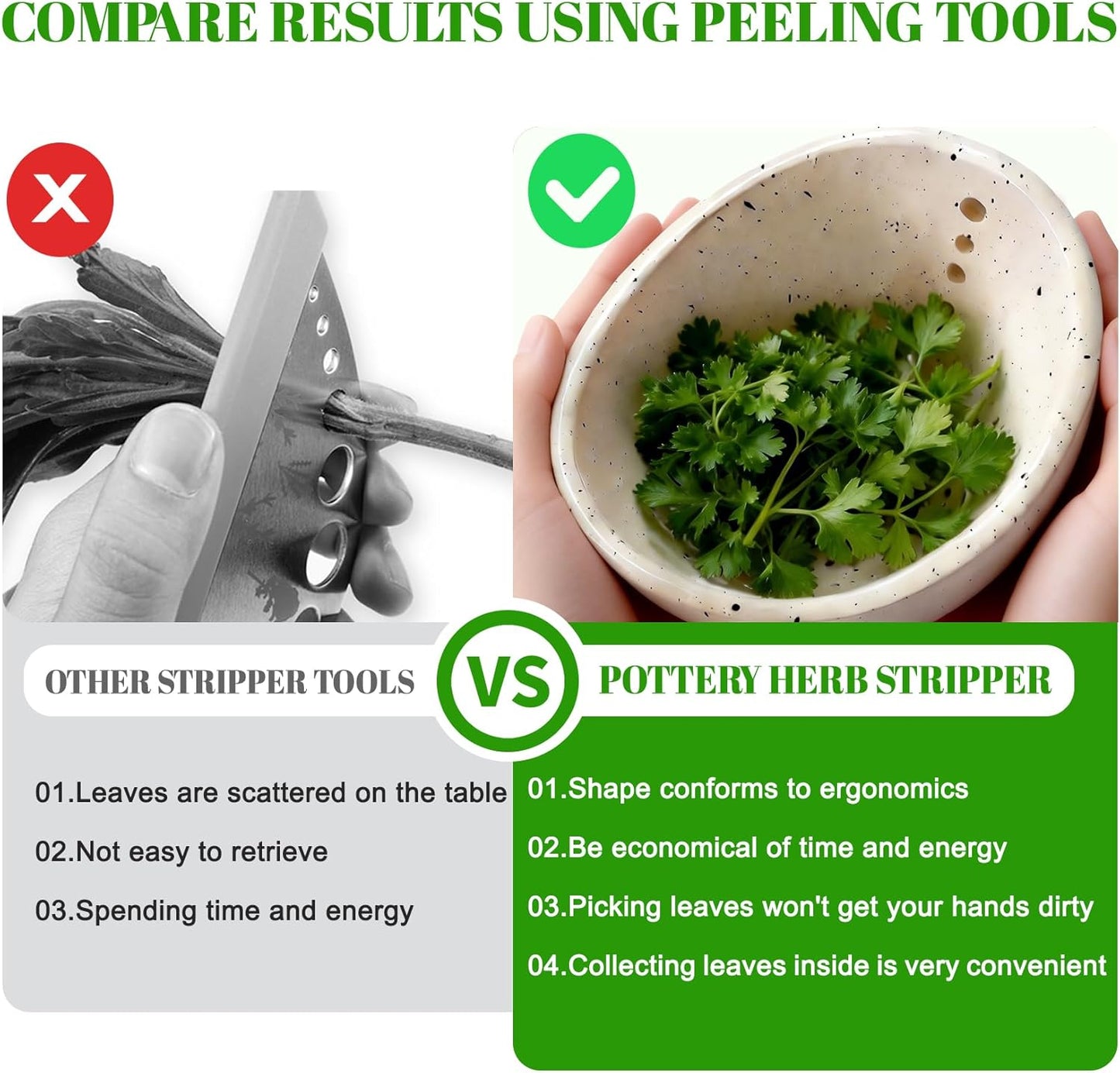 Herb Stripper, 4-Hole Design Pottery Herb Stripper | Handmade Ceramic Herb Stripper Bowl for Removing Leaves and Stems in the Kitchen (Blue Glaze)