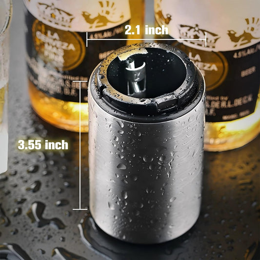Magnetic Beer Bottle Opener with Automatic Cap Catcher, Ultra Premium Stainless Steel Soda & Beer Bottle Opener, Push & Pull Convenient Design Bar Accessory