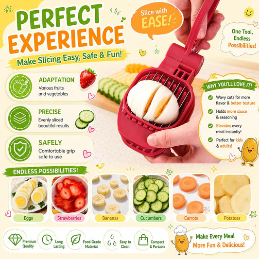 Large Egg Slicer for Hard Boiled Eggs with 304 Stainless Steel Blade | Scissor Handle, Thick and Sturdy Blade, Strawberry Slicers, Easy to Clean Use