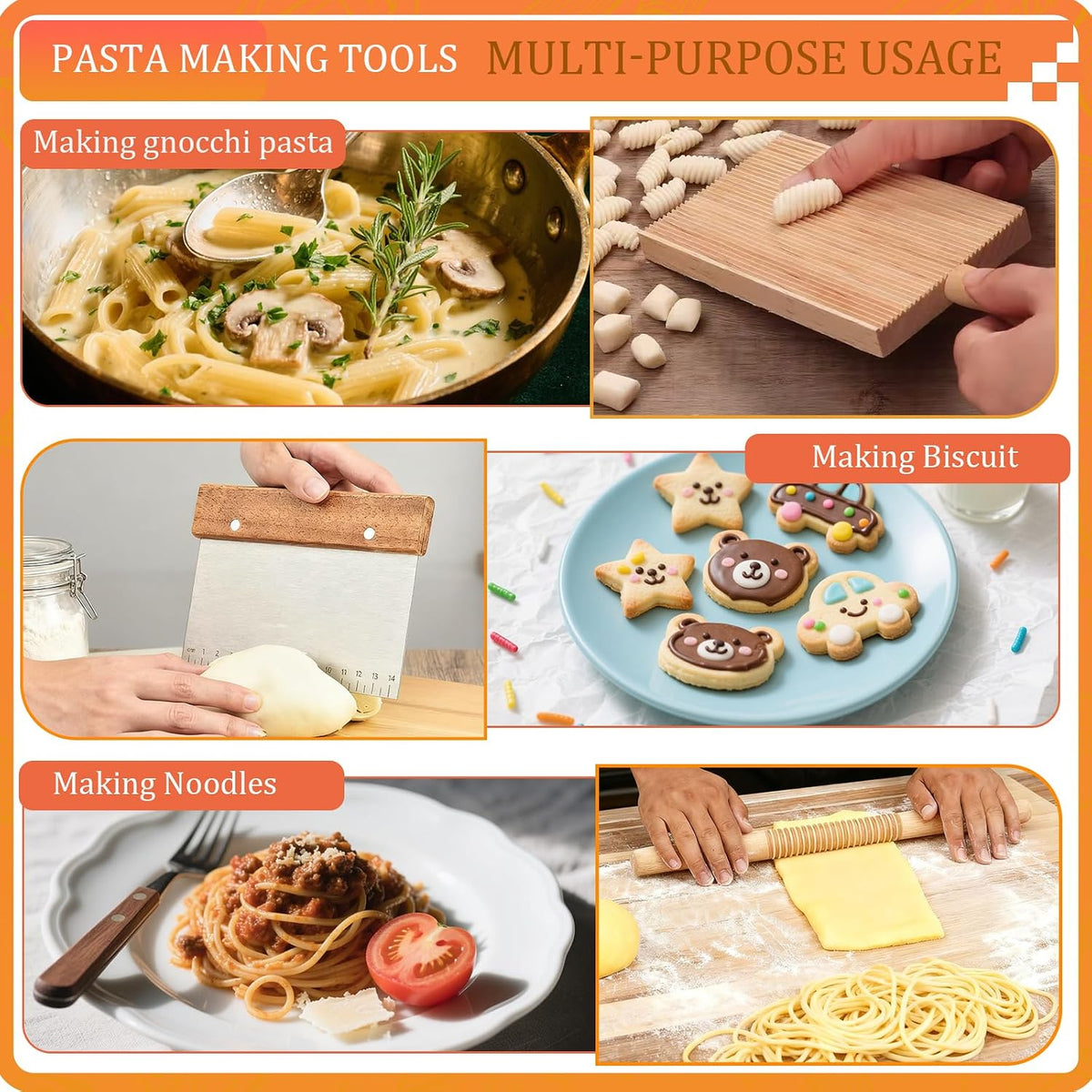 Pasta Making Tools Set, 10 Pcs Pasta Kit with Ravioli Mold & Gnocchi Board | Includes Rolling Pins, Dough Cutter & Pastry Wheel for Homemade Ravioli, Gnocchi, Dumplings and Pasta Lovers