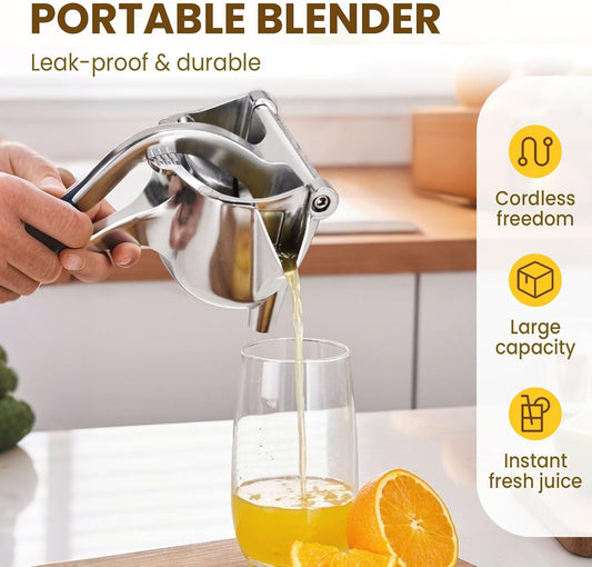 2026 Upgrade Heavy Duty Manual Fruit Juicer Press, Stainless Steel Manual Fresh Fruit Juice Extractor, Portable Hand Press Citrus Squeezer, Compact Heavy Duty Handheld Squeezer for Lemons Oranges (1)