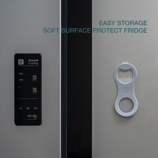 2 in 1 Magnetic Beer Bottle Opener for Refrigerator and RV with Cap Catcher, Soft Touch Silicone Surface Protect Fridge, Pop Can Soda Can Opener for Long Nails, Ideal Gift