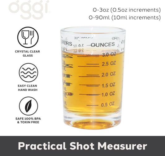 Measuring Shot Glass with Measuring Lines, 3oz / 90ml - Bartender Accessories, Jigger for Bartending, Shot Glass Measuring Cup with Ounces & Milliliters
