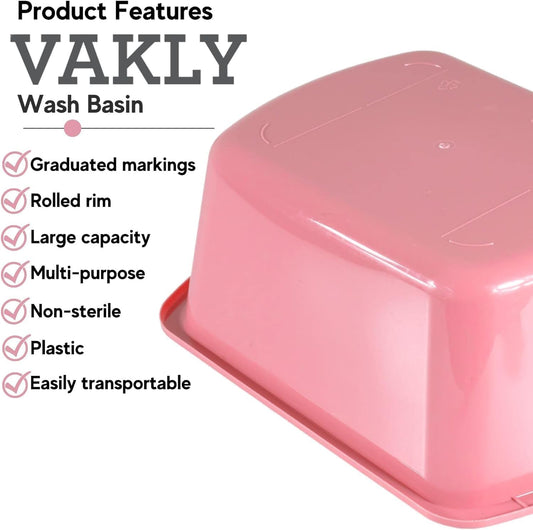 Plastic Wash Basin, 7 Qt, Rectangular, Graduated, 2 Pack | Hospital bedside soaking tub, Portable washbasin, Washing & cleaning, Foot bath, Face cleansing, Dish washing, Laundry