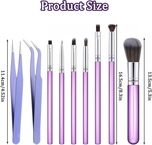 9Pcs Food Paint Brushes Pastry Brush, Cake Candy Decorating Brushes, Baking Fondant Cookie Decoration Brush Tools with Stainless Steel Straight Curved Tip Tweezers (Purple)