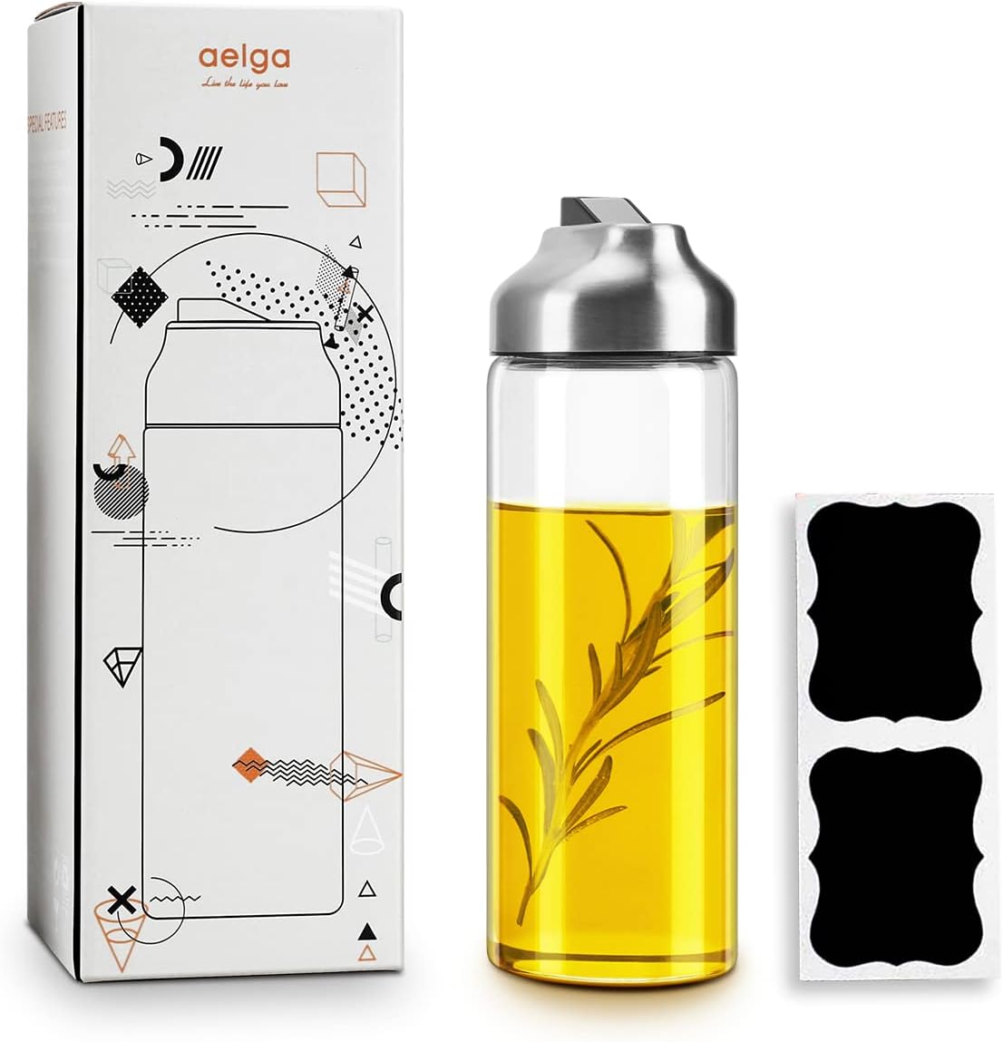 Olive Oil Dispenser - 14 OZ Glass Oil and Vinegar Dispenser Bottles Set for Kitchen No Drip-Set of 2