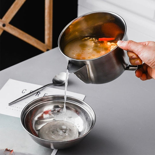 Fat Separator - Stainless Steel Gravy Fat Separator with Lid, Grease Separator for Roasting | Kitchen Gadgets, Meat Strainer for Grease with Handle, Remove Excess Oil from Soup Or Food