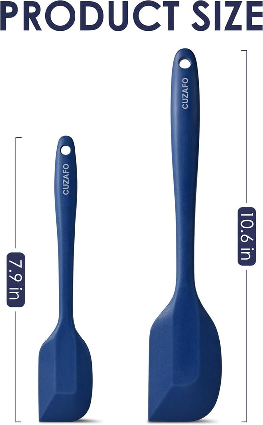 BPA Free Heat Resistant 600℉ Silicone Spatula, Turner Mixing Spatulas set Dishwasher Safe for Nonstick Cookware, Classic Blue