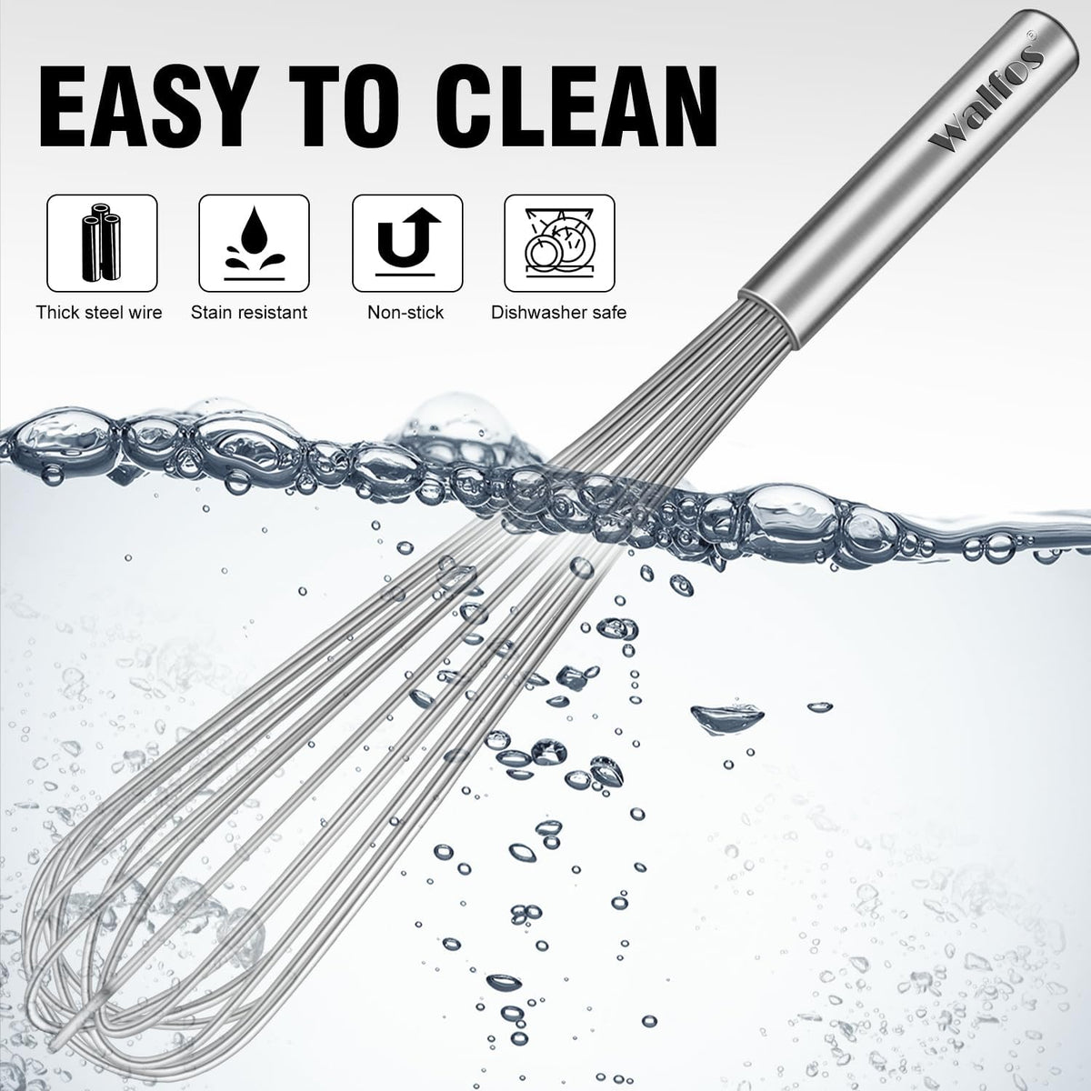 Whisk,304 Stainless Steel whisk,No-Rust 7+9+11inch Whisks for cooking Nice for Blending,Whisking,Beating.Heat resistant 600°F Dishwasher Safe. Heavy duty kitchen whisk.SILVER