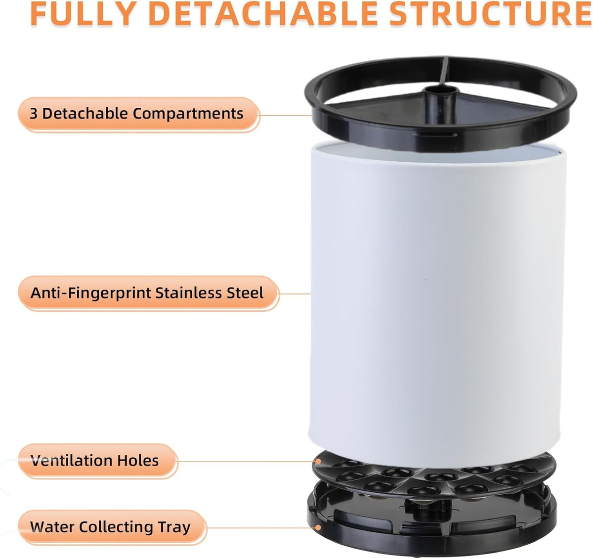 Kitchen Utensil Holder,Extra Large 360°Rotating For Countertop Organizer | Stainless Steel Storage,Hold 40 Utensils,Cooking Silverware Caddy 3 Compartment Spoon Spatula Tool Container(Silvery)