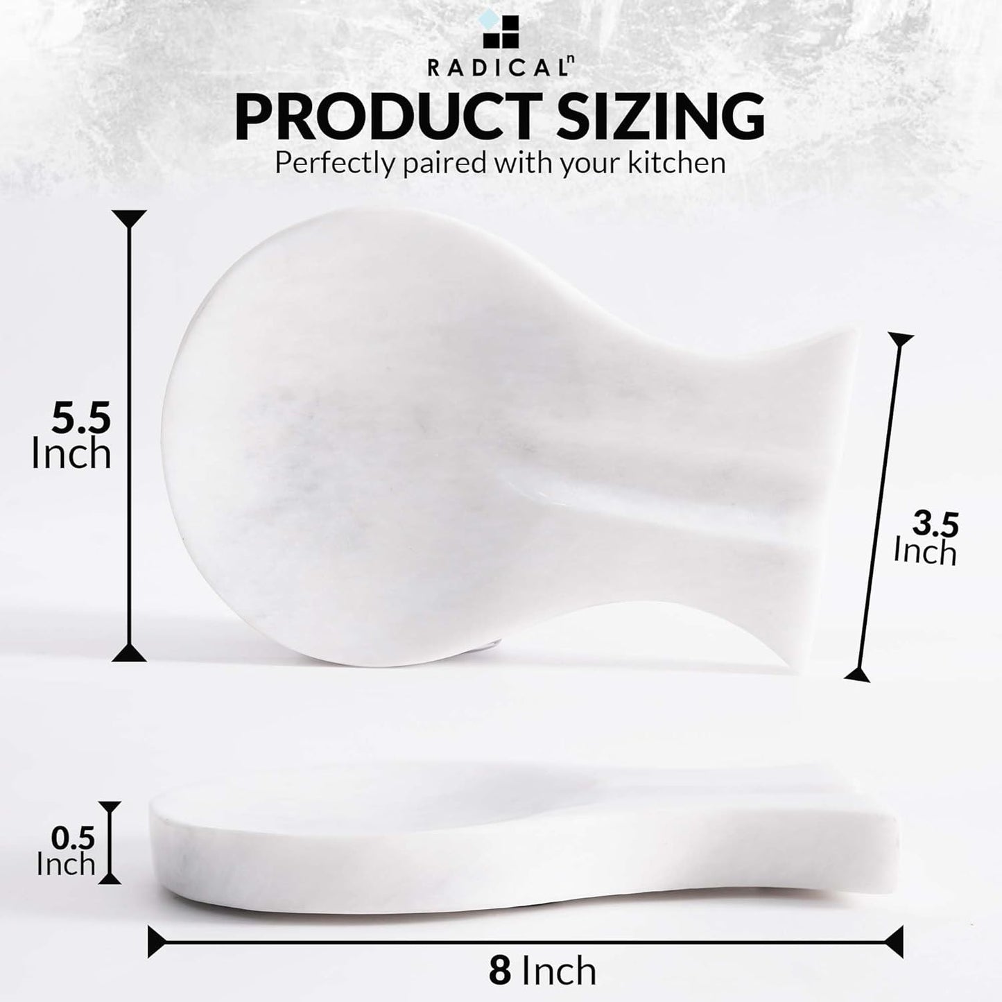 Marble Spoon Rest for Stove Top 8" Inches Black Handmade Spoon Holder For Kitchen Utensils, Ideal Heat-Resistant Cooking Utensil Rest, Modern Farmhouse Kitchen Décor