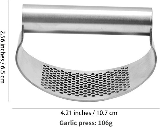 Garlic Press Rocker, Crusher Grinder Masher Bottle opener, Portable Manual Stainless Steel Wide Handle Garlic Crusher with Peeler(Style1-2pcs)