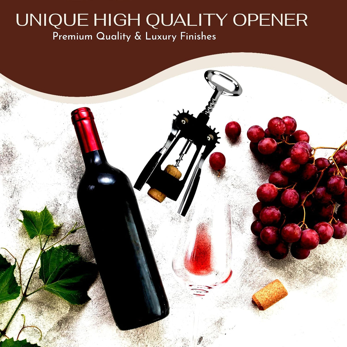 Heavy Duty Winged Wine Opener, Durable Corkscrew Wine Opener in Elegant Gift Box, Easy to Use Wine Bottle Opener for Effortless Wine Opening
