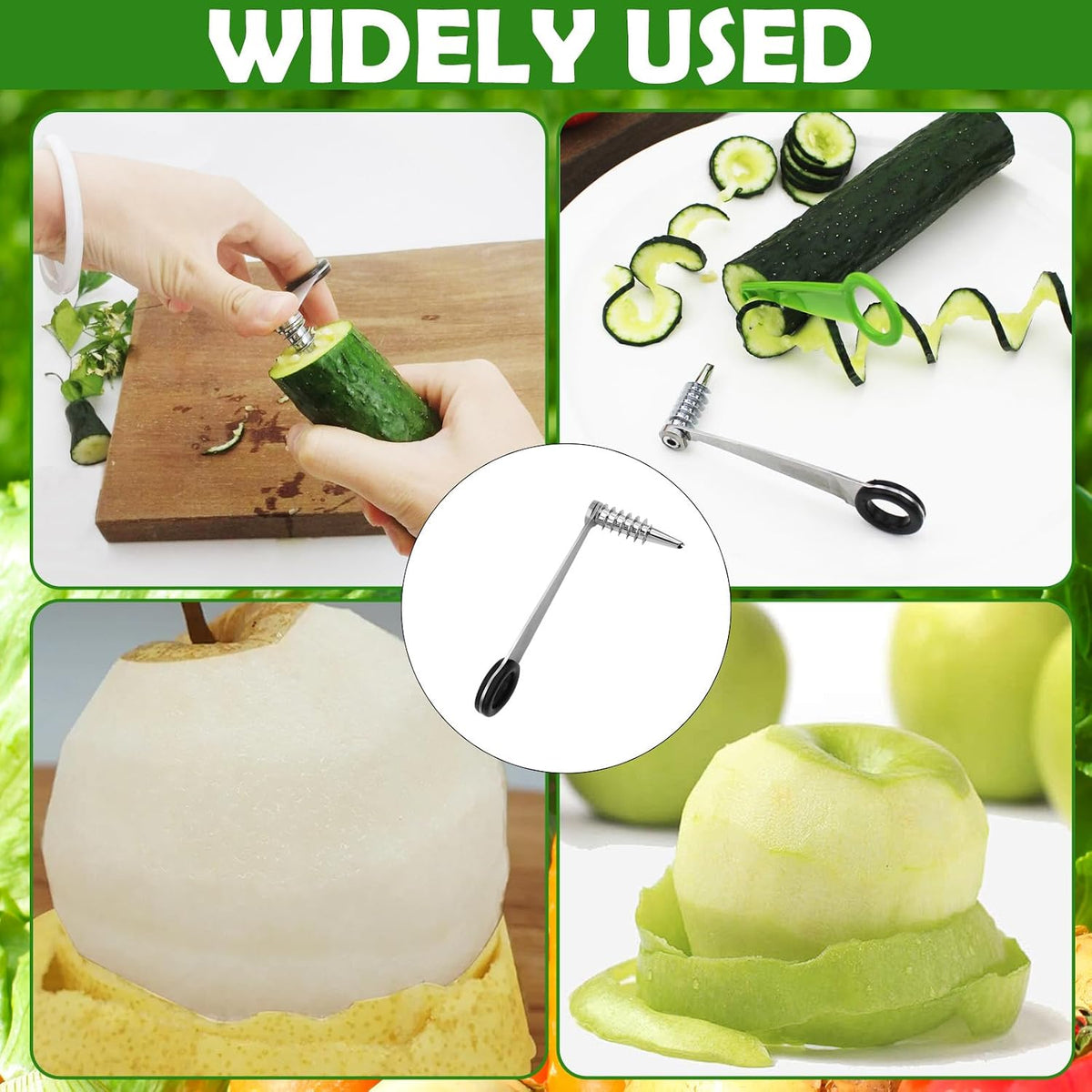 Stainless Steel Flower Curler, Piranha Spiral Cutter Tools, Stainless Steel Kitchen Tools, Easy to Clean Suitable for Cutting Zucchini Potatoes Cucumbers Carrots