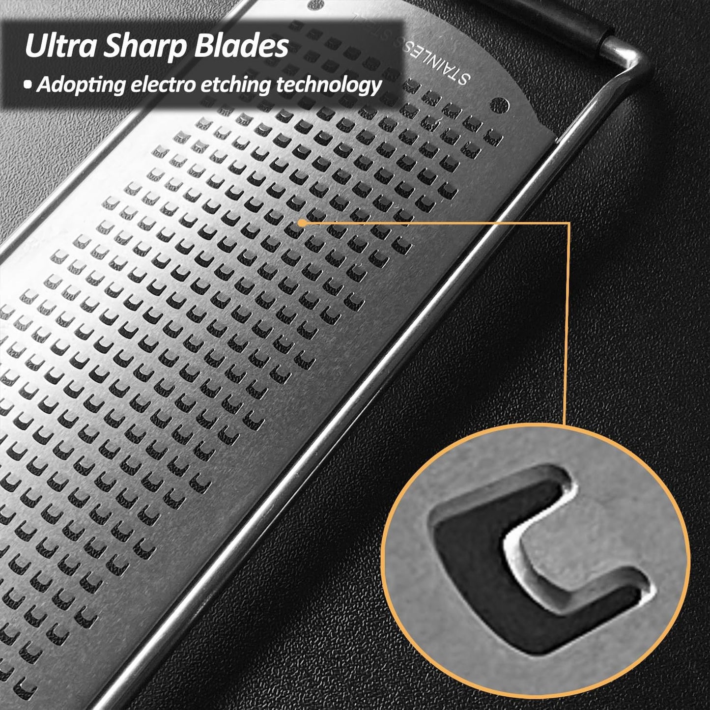 Professional Zester Grater Extra Coarse for Potato, Zucchini, Carrot, Apple, Cabbage and Cheese, Kitchen Grater with Razor-Sharp Stainless Steel Blade (Extra Coarse)
