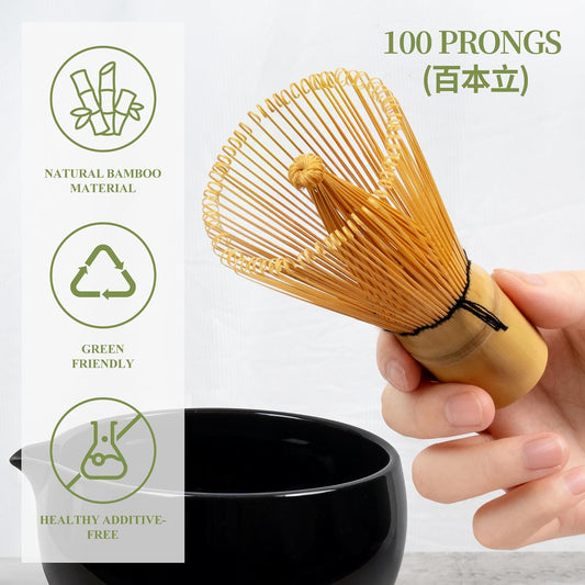 YIBO Matcha Whisk Set With Bowl, Ceramic Matcha Making Kit Includes Bamboo Whisk (Chasen), Holder Stand, Powder Starter Sifter, Scoop, Measuring Spoon & Cup Tea Tools For Ceremony (Mottled Green)