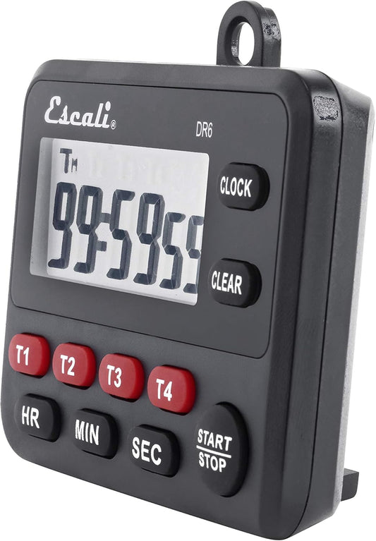 Escali Extra Loud Display Digital Kitchen Timer with Clock Mode, Recall Timer Magnetic Back