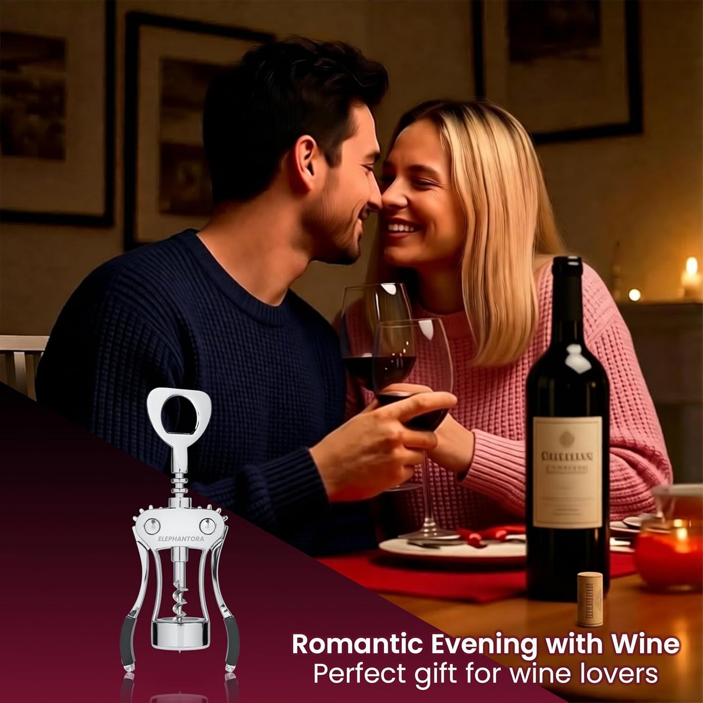 Wine Opener with Built-in Bottle Opener,Wing Corkscrew,Heavy Duty Screw, Sturdy Lever Mechanism, Ergonomic Handles, Premium Quality