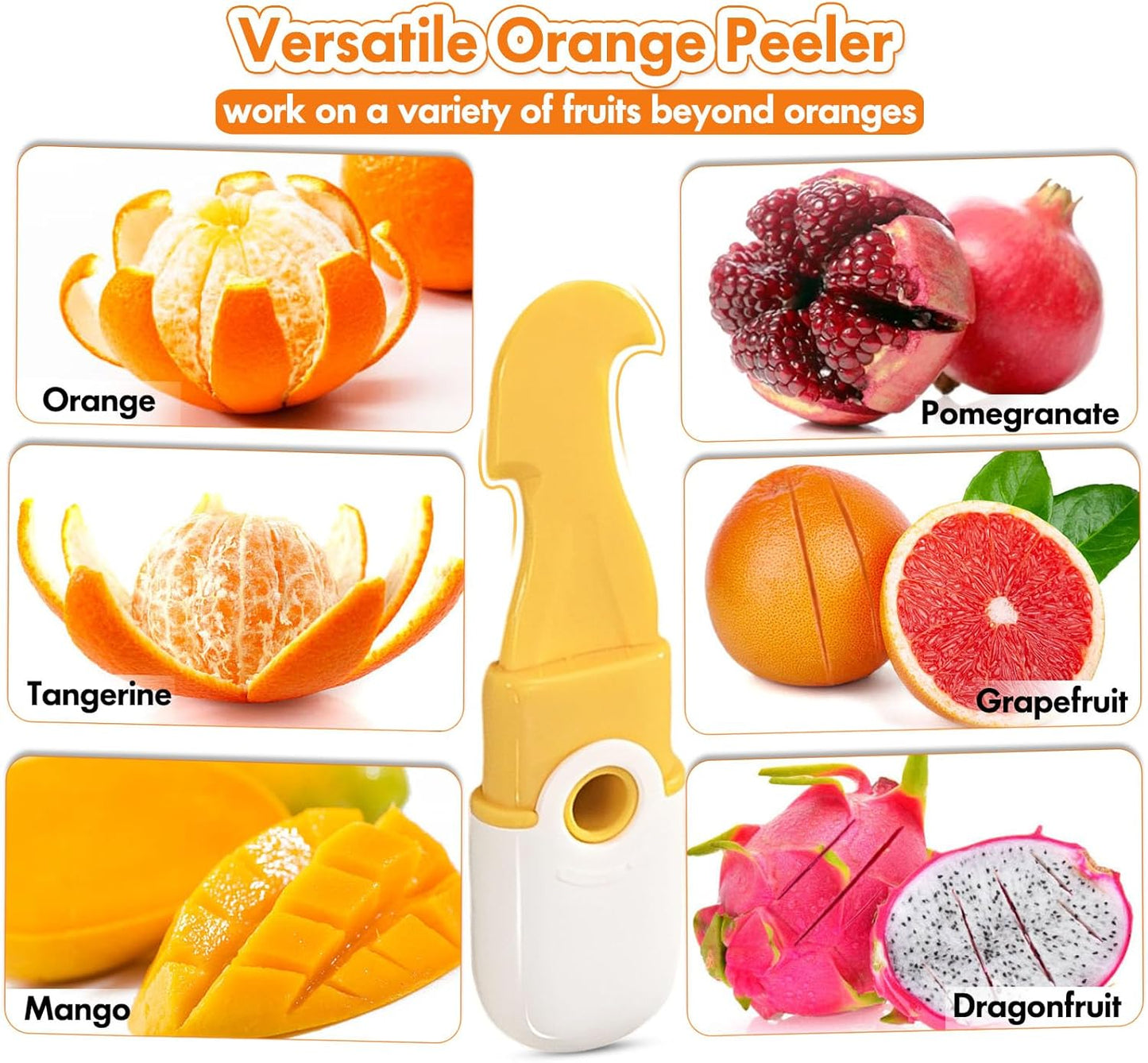 2-Pack Dual-Ended Orange Peelers - Citrus Peeler & Slicer for Oranges, Lemons, and Limes, Grapefruit