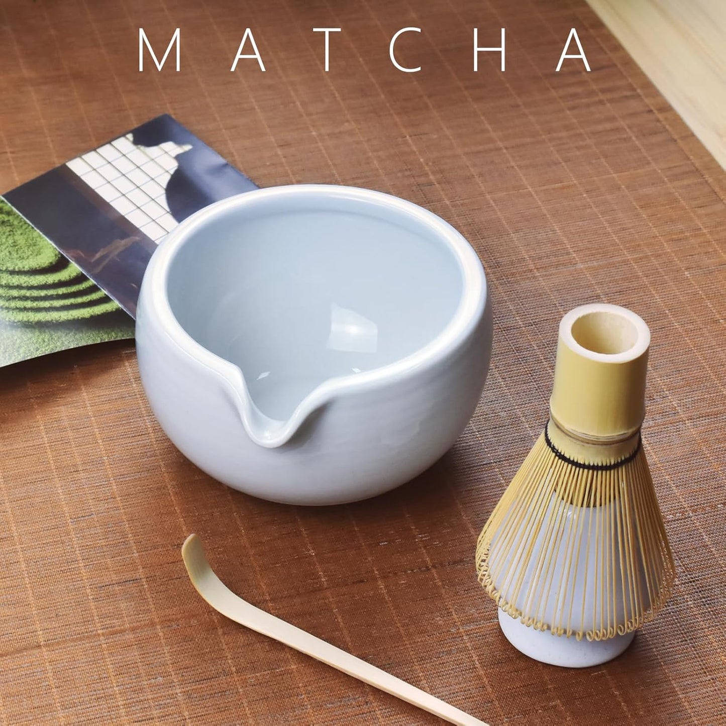 Artcome 7 Pcs Complete Matcha Ceremony Kit for Tea Ceremony, Bowl with Pouring Spout, Whisk, Tea Scoop, Matcha Powder Strainer, Matchatools For Making Usucha, Koicha and Matcha Latte (Black)