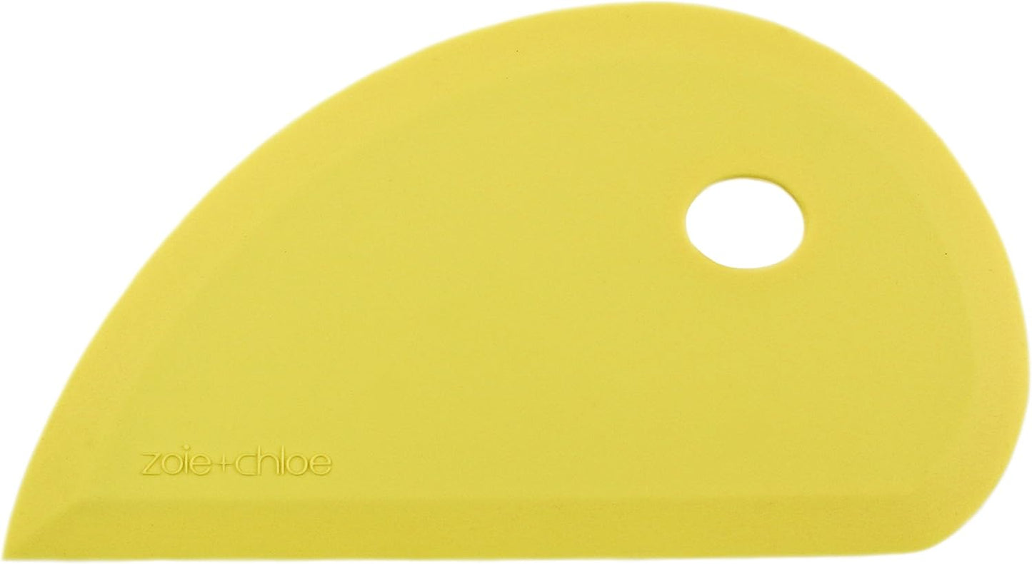 Zoie + Chloe Multipurpose Silicone Bowl Scraper - Dough Scraper for Cleaning Mixing Bowls, Baking Pan - Silicone Scraper Spatula For Painting, Smoothing, Frosting, Cake Decorating - Yellow, 7x3.75"