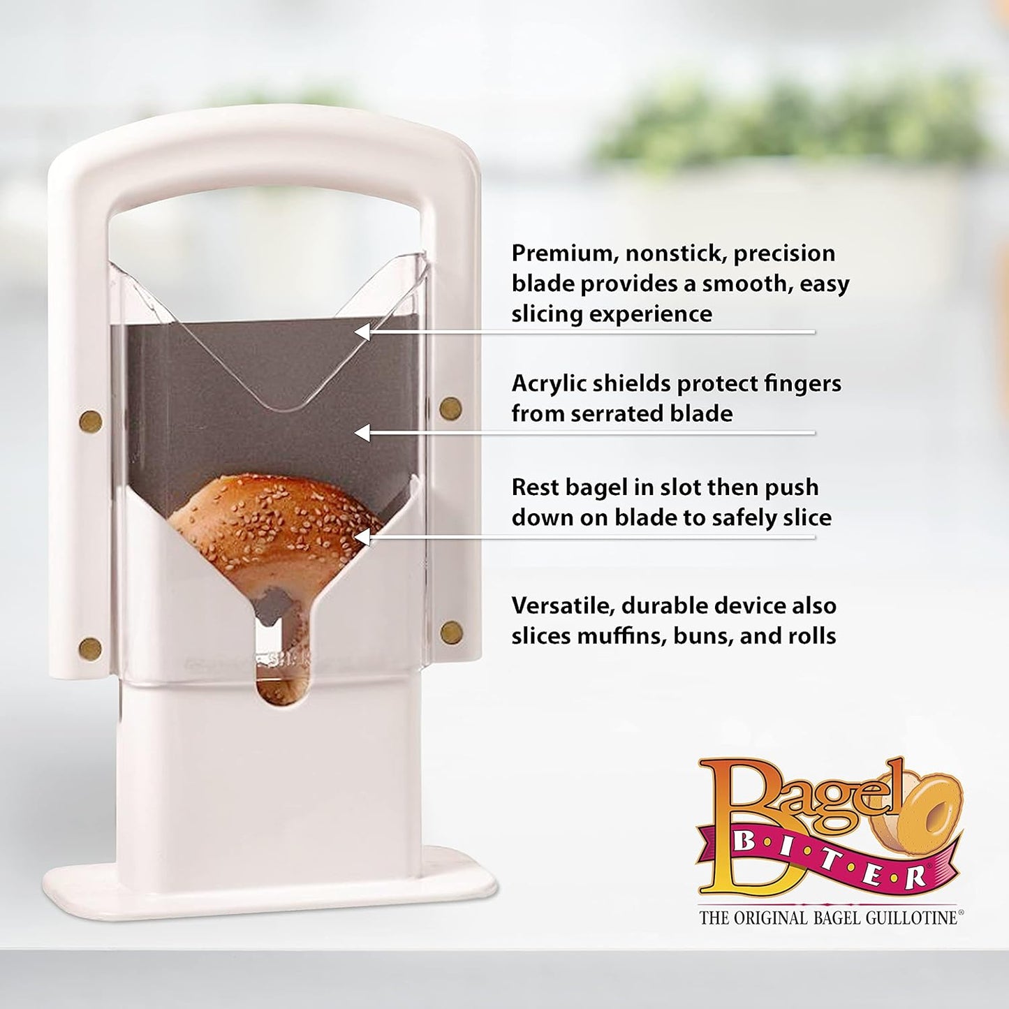 Hoan The Original Bagel Guillotine Universal Slicer, Silver, 9.25-Inch - Effortless Stainless Steel Slicer