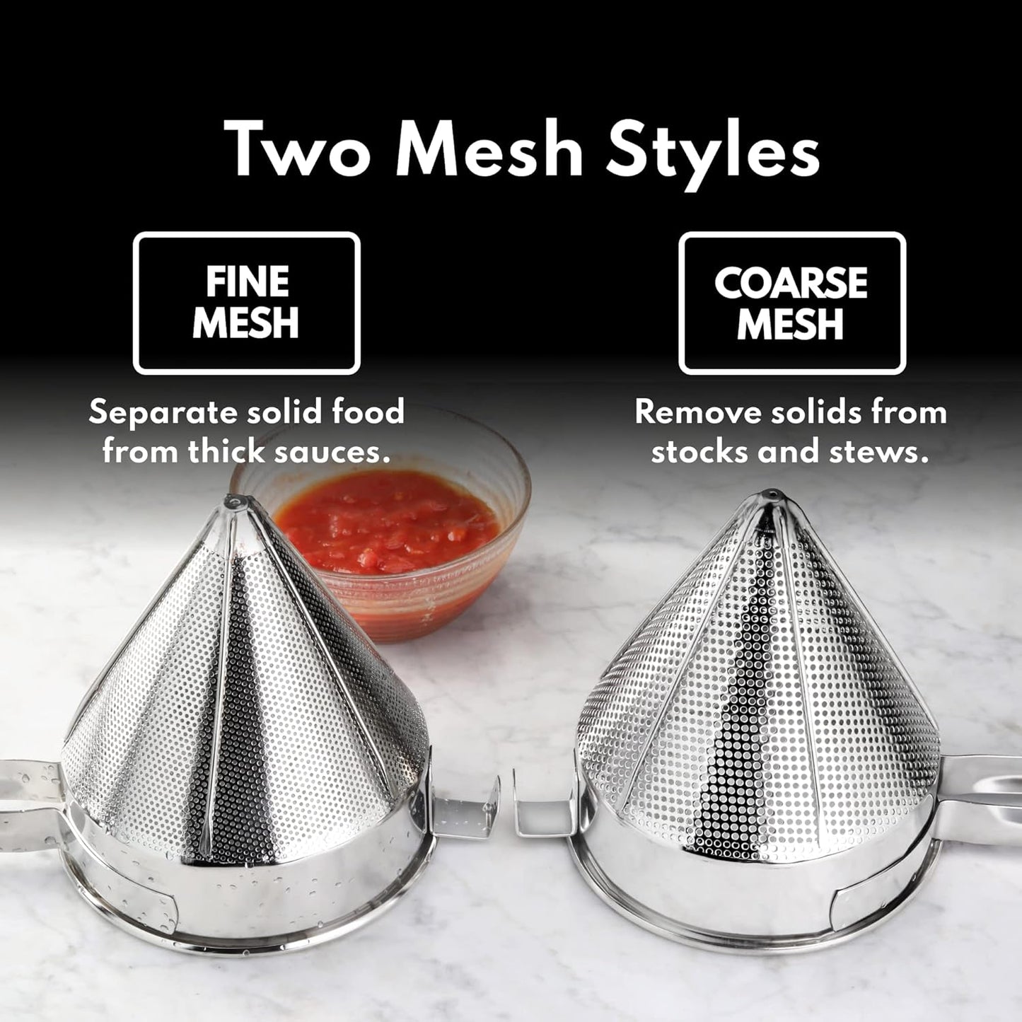 New Star Foodservice 537478 18/8 Stainless Steel China Cap Strainer (7-Inch, Fine Mesh)