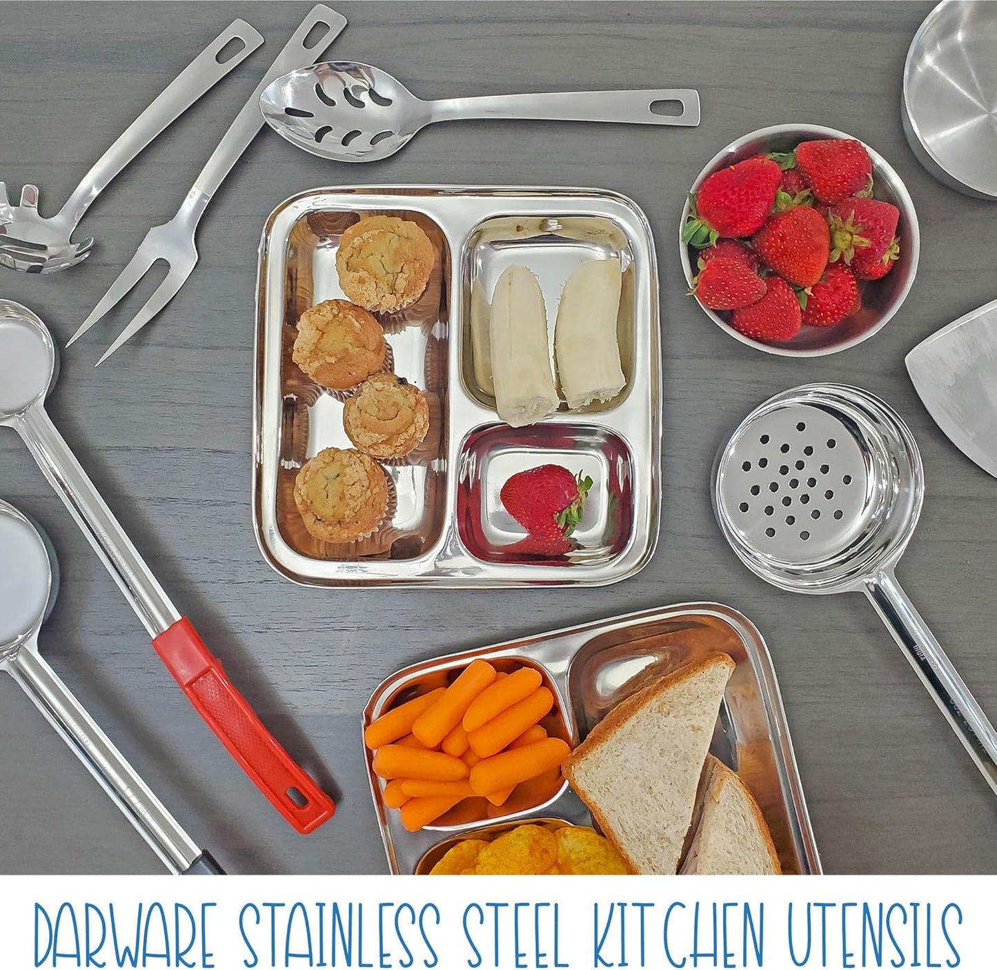 Darware Portion Control Serving Spoons (6-Piece Ladle Set); w 1/4 Cup, 1/2 Cup, 3/4 Cup & 1 Cup (2, 4, 6, 8 oz) & 1/2 & 1 Cup Utensils/Spoodles