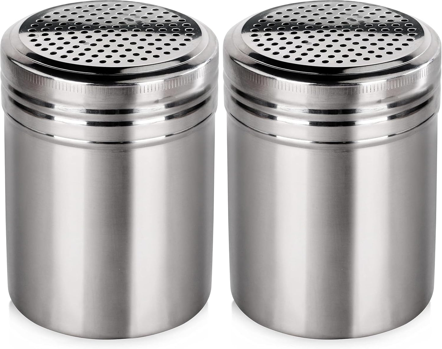 New Star Foodservice 28478 Stainless Steel Dredge Shaker, 10-Ounce, Set of 2