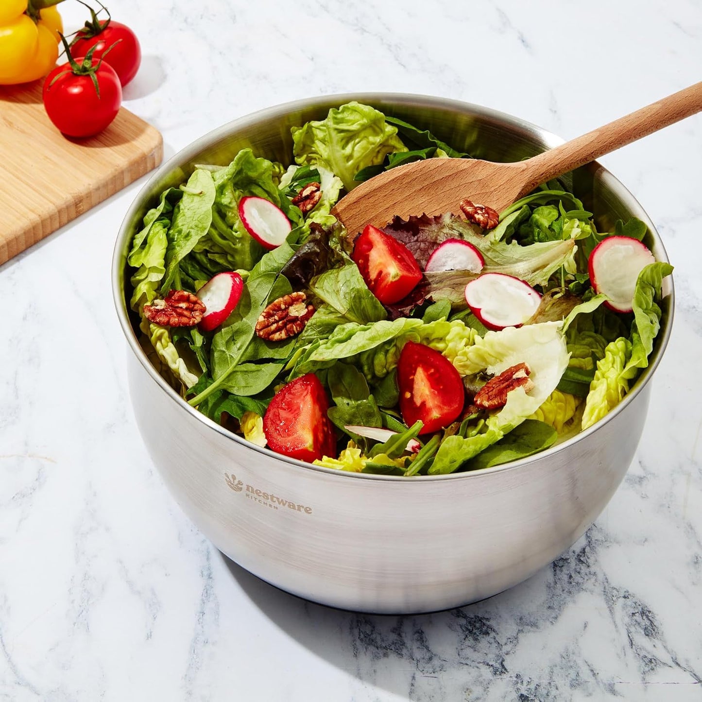 Stainless Steel Salad Spinner, Lettuce, Vegetable & Fruit Dryer, 5L Capacity, Non-Slip Base (304 Stainless Steel - Black)