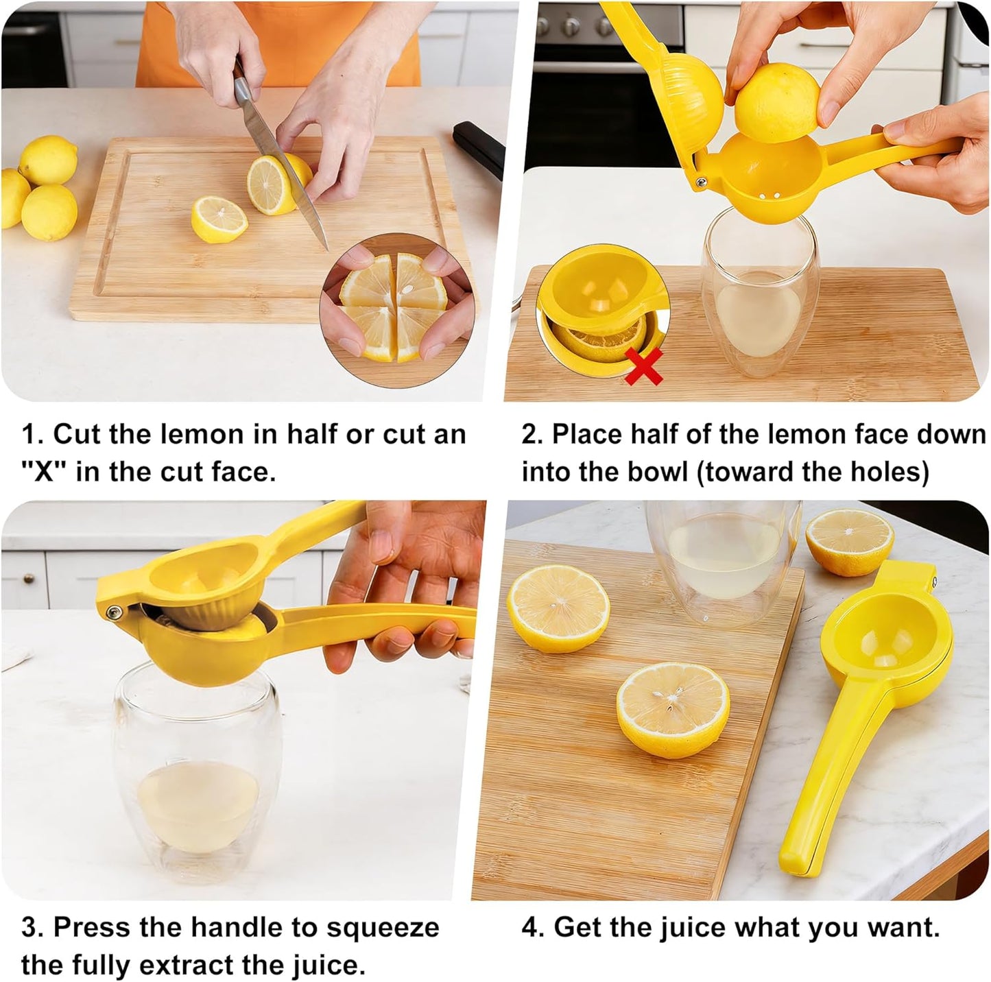 YC Kitchen Lemon Squeezer,Lemon Juicer - Metal Manual Hand Juicer Tool, Kitchen Tools for citrus juicer, Dishwasher Safe