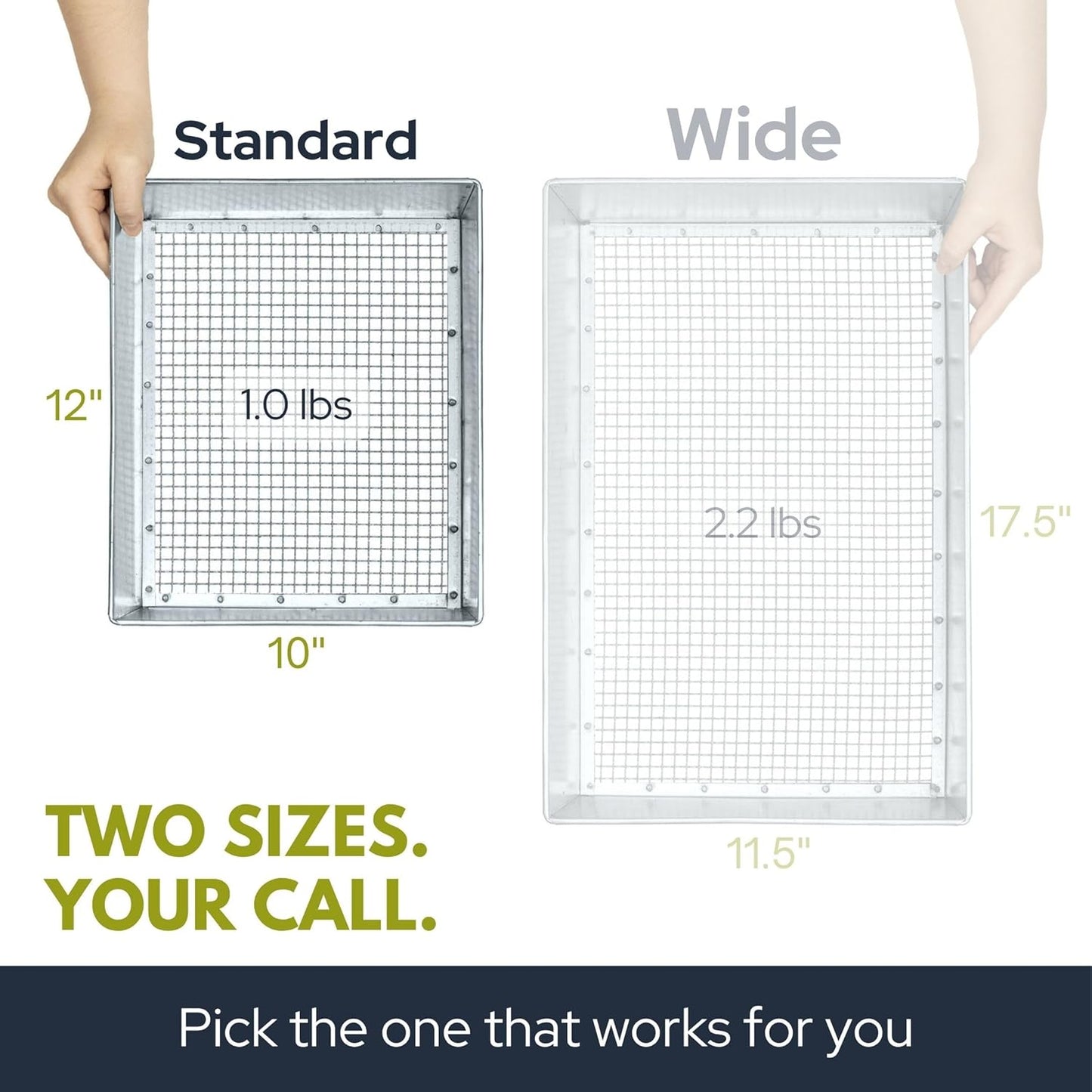 Soil Sifter, Standard Size (12 x 10 inches) with 1/8-inch Mesh, Garden Sieve for Dirt, Sand, Rocks, and Compost