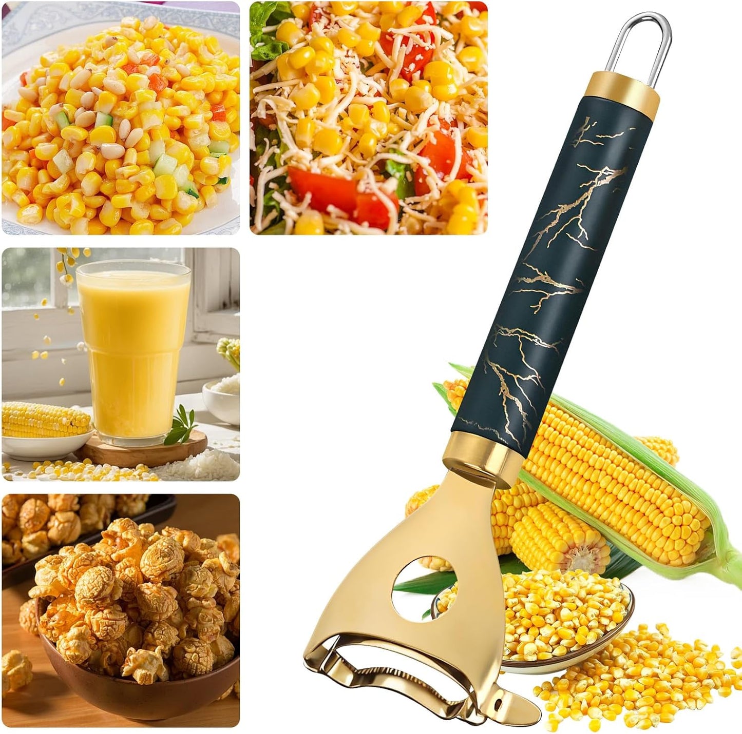 2Pcs Corn Shucker Corn Cob Stripper Tool Peeler Good Grips Stainless Steel Multifunctional Scraper, Kitchen Remover Tool Cutter Kernels Effortless Fast Time-Saving Convenience Ergonomic Handle
