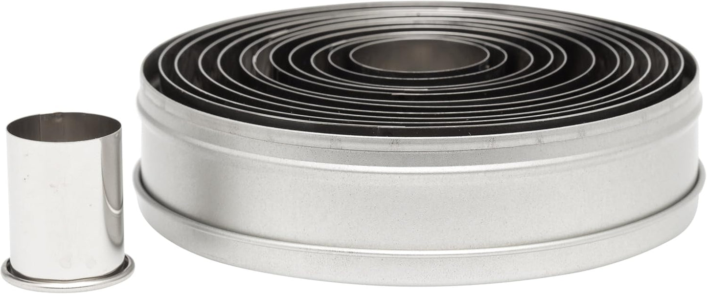 Ateco Plain Edge Round Cutters in Graduated Sizes, Stainless Steel, 11 Pc Set