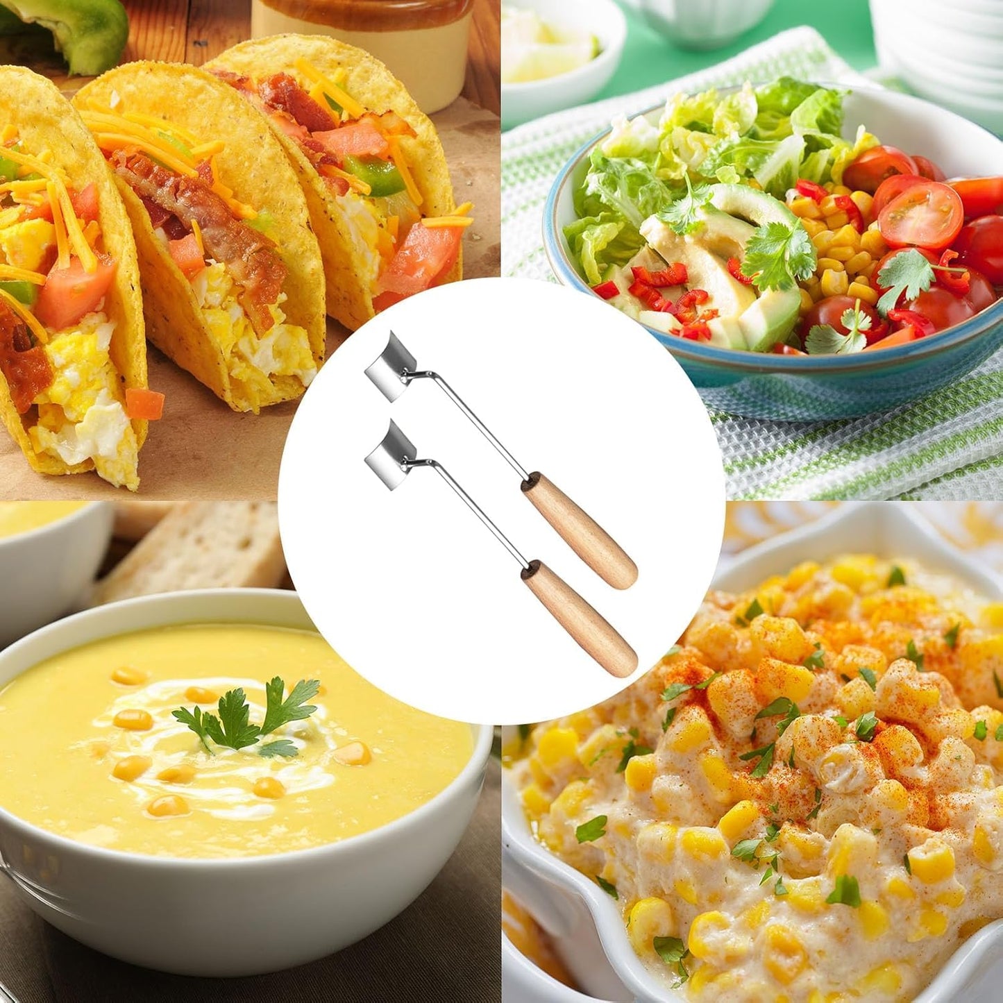 2-Piece Corn Peeler Set, Corn Cob Stripper Tool with Curved Blade, Corn Kernel Remover for Raw and Cooked Corn, Easy Clean Kitchen Tool (10.5 Inches)