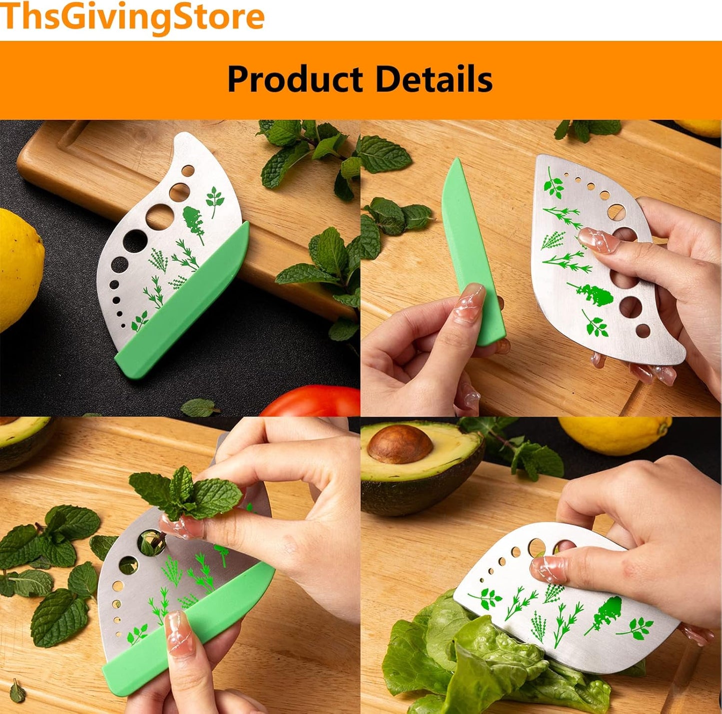 9 Holes Herb Leaf Stripper Tool, 304 Stainless Steel Kitchen Herb Leaf Stripping Tool, Fresh Herb Chopper, Remover Leaf Tool for Chard, Collard Greens, Parsley, Basil, Taragon, Thym