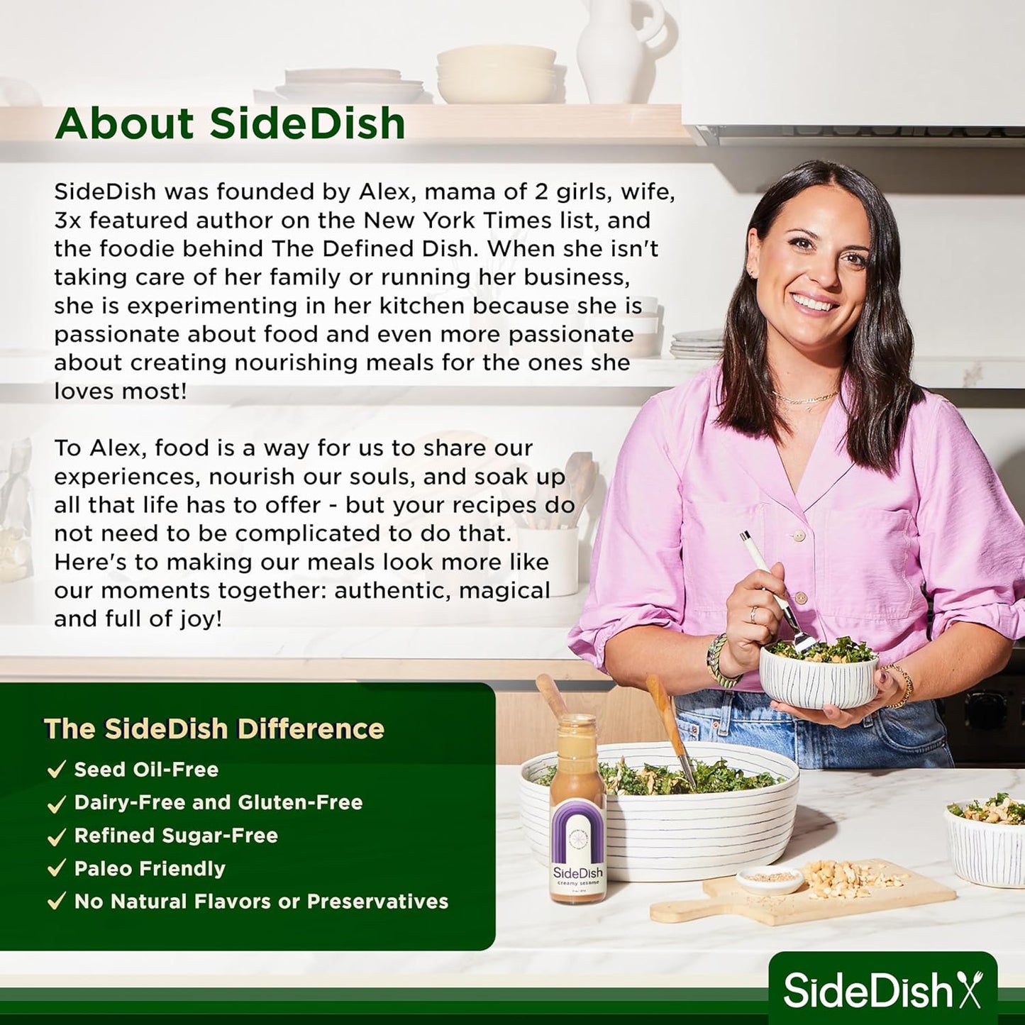 SideDish Chipotle Ranch Dressing - Seed Oil, Dairy & Gluten Free Salad Dressing w/Avocado Oil - Refined Sugar Free, Low Sodium Healthy Ranch Sauce - Paleo Dressing for Sauces, Dips & More - 8 fl oz