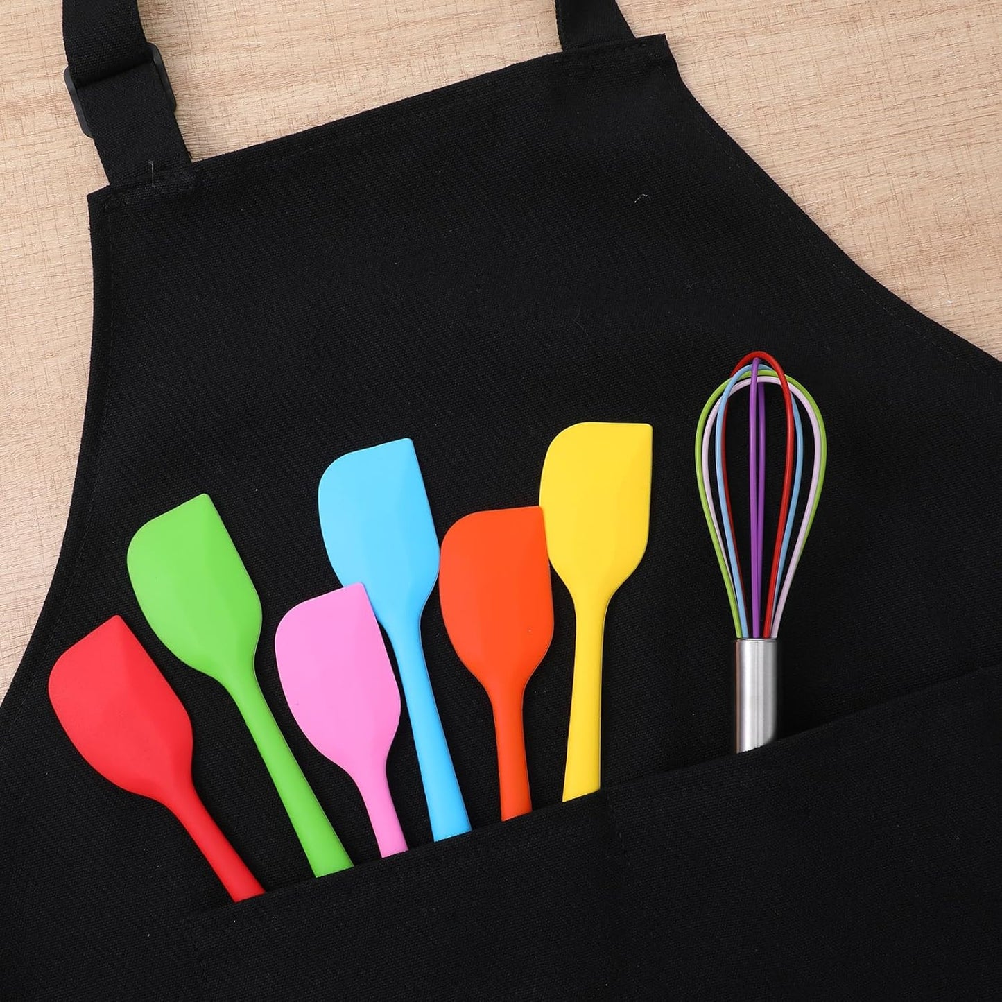 24-Piece Silicone Spatula and Whisks Set: 12 Spatulas (6 Colors) & 12 Colorful 8-Inch Whisks for Baking, Mixing, Cooking - Flexible, Non-Stick, Dishwasher Safe Kitchen Tools
