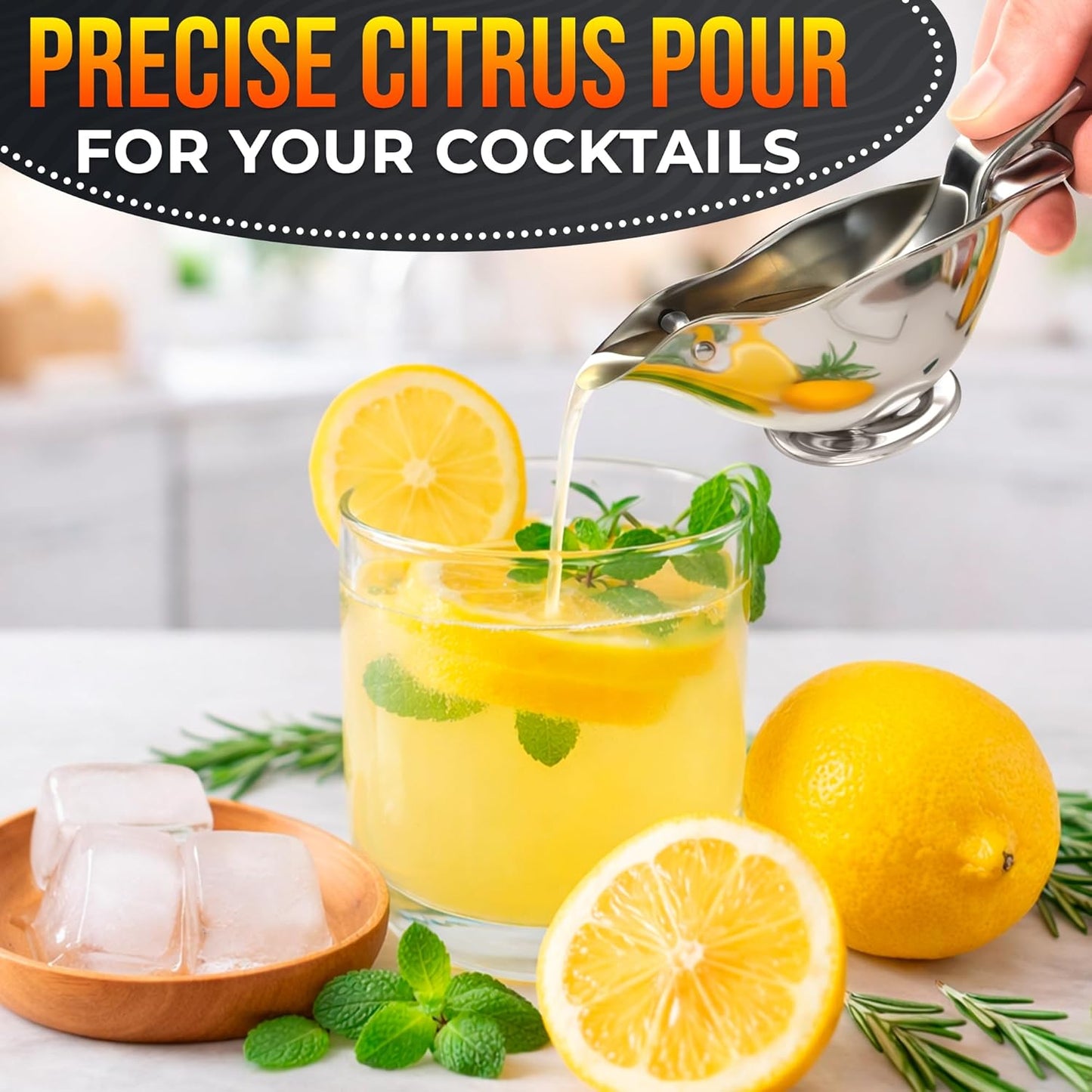 Hand Juicer Squeezer with Ergonomic Heavy Duty Handle – 20 oz Bowl Aluminum Lemon Juicer with Pour Spout for Mess-Free Pouring - Manual Citrus Press for Lemon, Orange, Lime, Grapefruit, Pomegranate