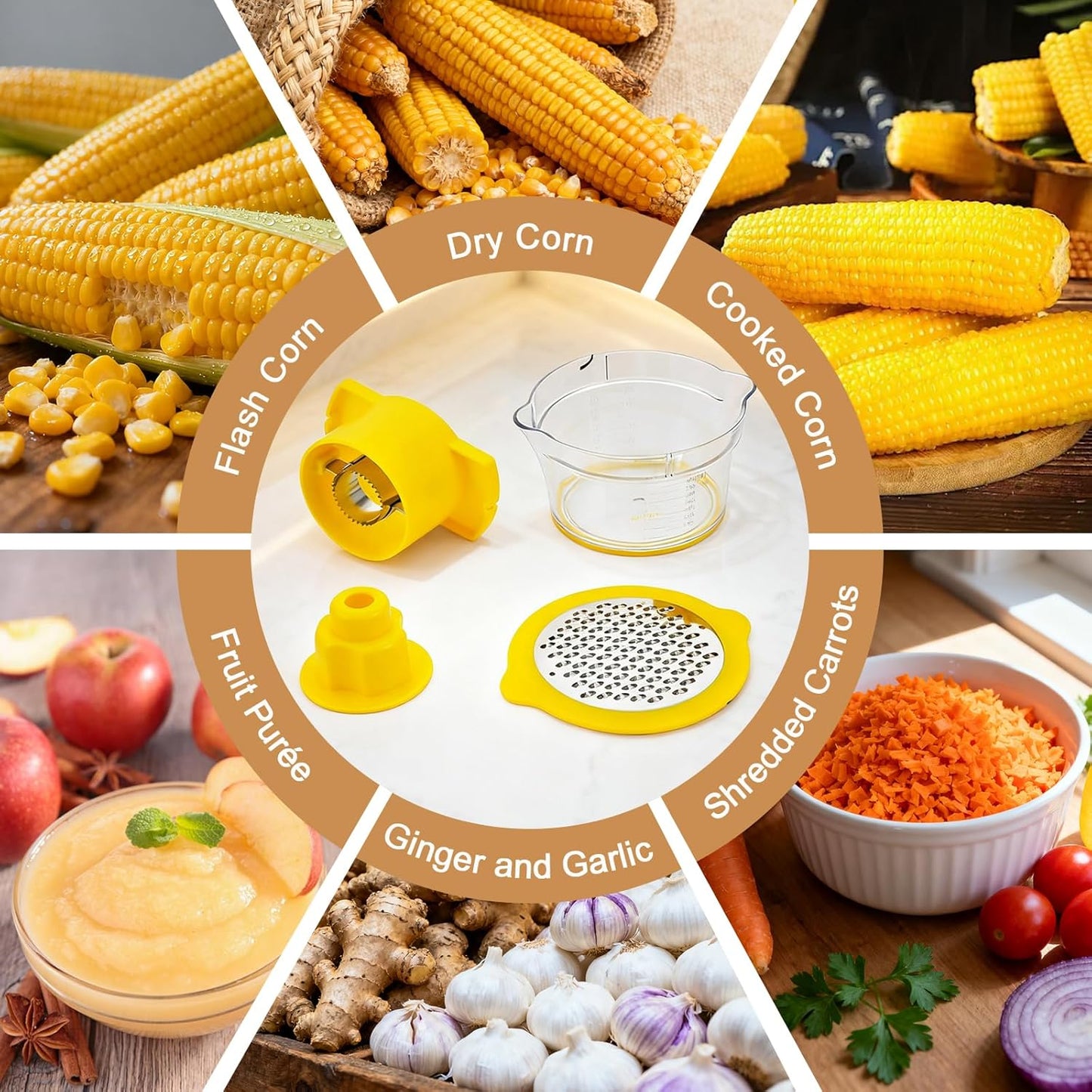 Corn Cob Stripper, 304 Stainless Steel Corn Kernel Remover with Bowl & Safety Handle – Easy Peeler for Corn on the Cob, Dishwasher Safe, Home Kitchen Gadgets