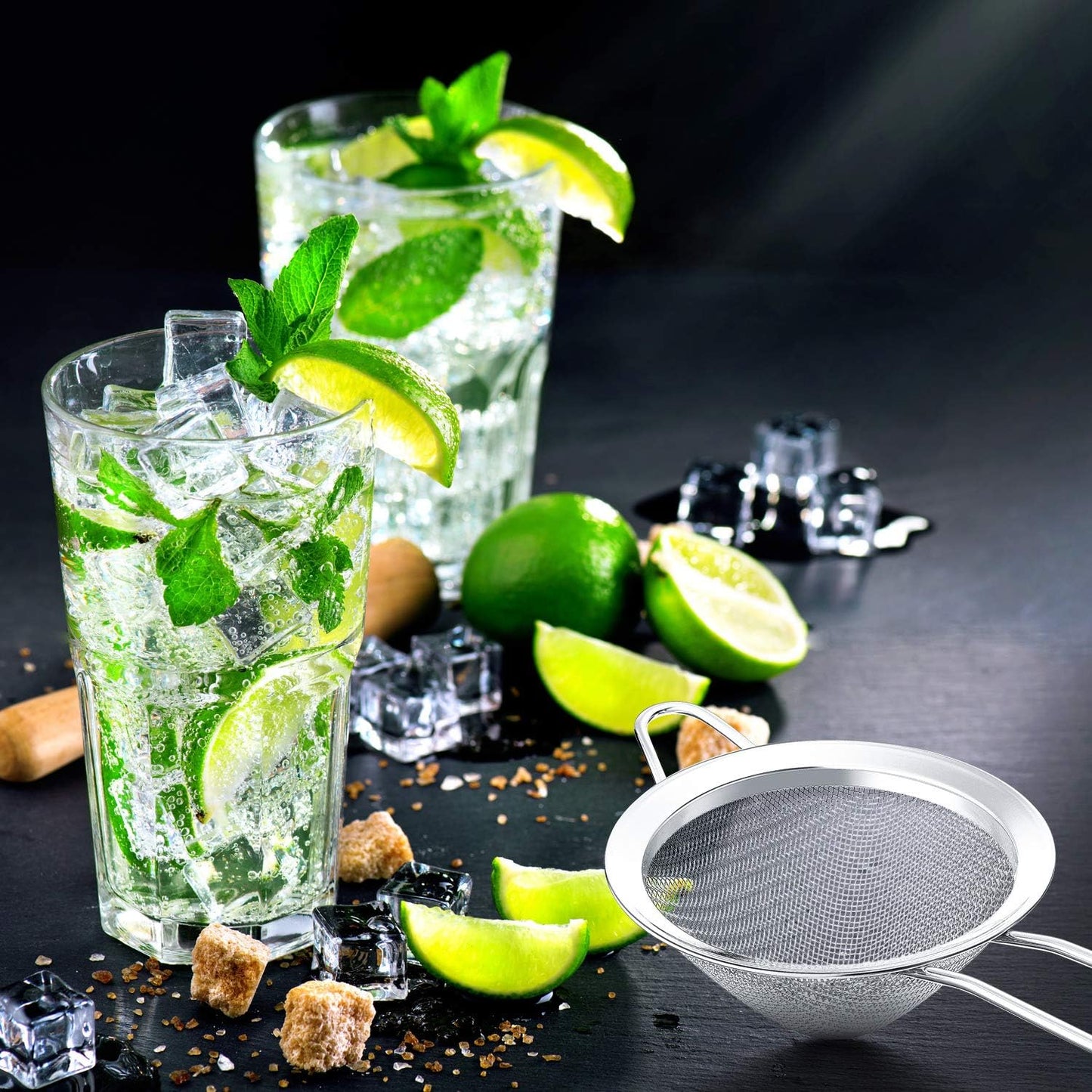 Patelai 3 Pieces Tea Strainers Cocktail Strainer Stainless Steel Fine Mesh Strainer Colander Conical Food Loose Tea Filter Practical Bar Colander Tool