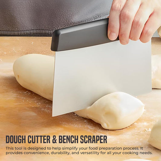 OCS Parts 3-Pack 6" Stainless Steel Dough Cutter and Bench Scraper | White Handle | Cutter for Pizza Dough, Bread, and Pastry Dough | Multipurpose Kitchen Utensil