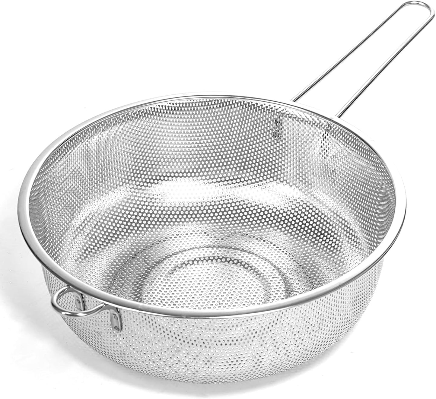 Metal Fine Mesh Strainer and Colander for Kitchen with Handle, Stainless Steel Pasta Strainer/Kitchen Funnel/Collander/Sifter for Strain/Wash Vegetables, Fruits, Spaghetti, Rice (7.8")