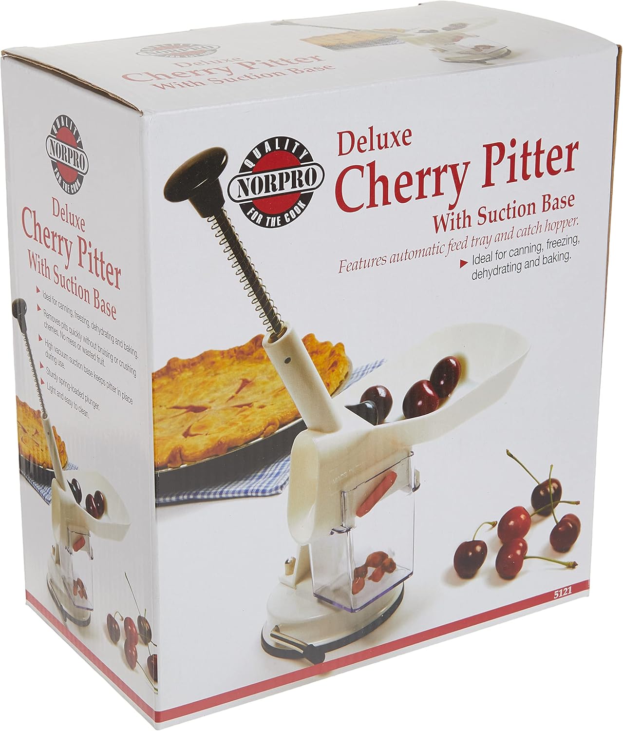 Norpro Deluxe Cherry Pitter Automatic Feed Tray, 1.75in/4.5cm, As Shown