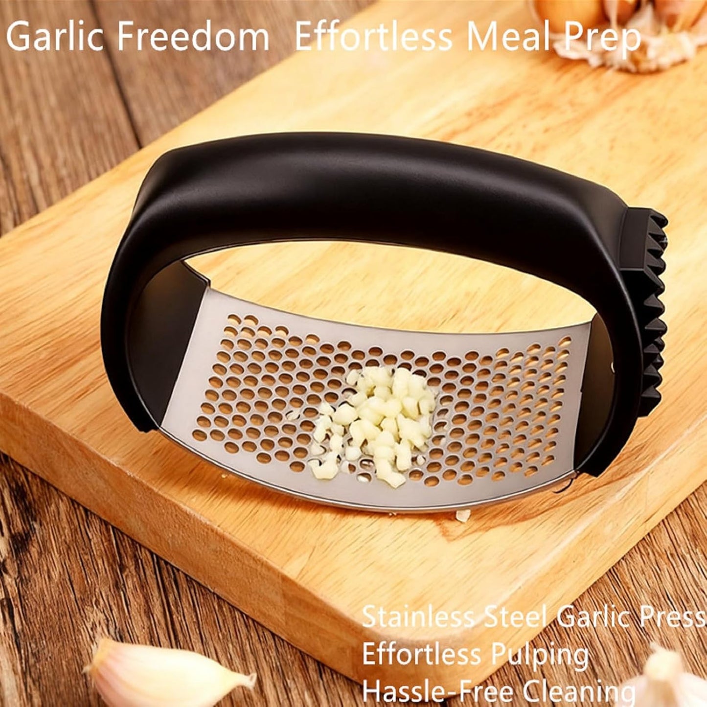 Bestac Stainless Steel Garlic Press, for Kitchen Use, Easy-Clean & Ergonomic Handle for Easily Crushing, Cooking Gadget (1)